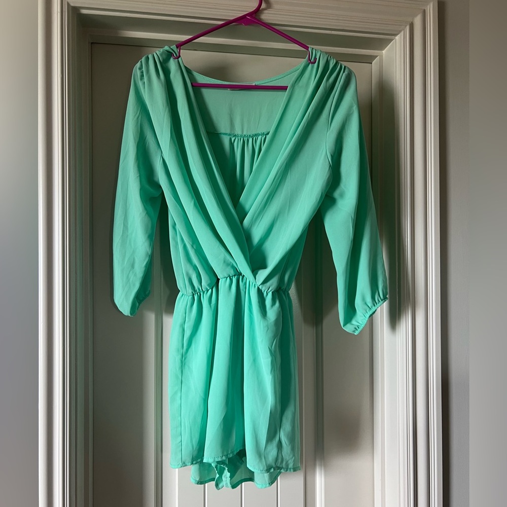 Long sleeve teal romper